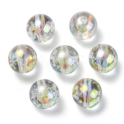 UV Plating Transparent Rainbow Iridescent Acrylic Beads TACR-D010-07B-1