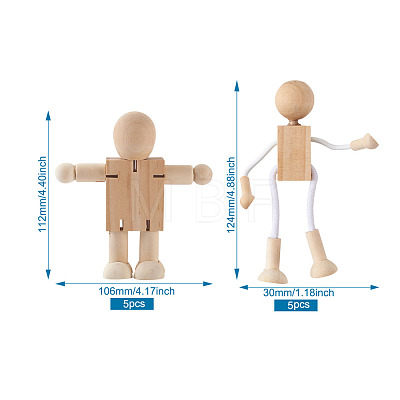 Unfinished Blank Wooden Robot Toys AJEW-TA0001-03-1