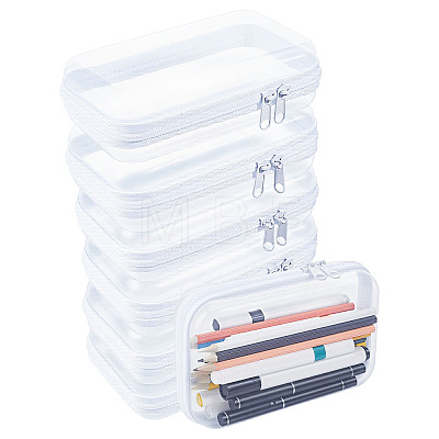 6Pcs Transparent PET Desktop Storage Zipper Boxes ABAG-WA0001-44C-1