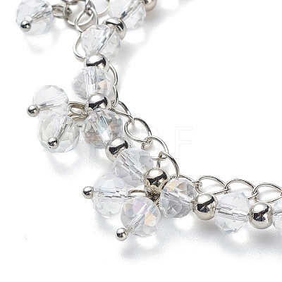 Glass Brided Beaded Dangle Stud Earrings & Multi-strand Bracelet SJEW-JS01257-1