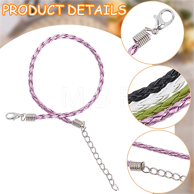 50Pcs Trendy 3MM Round Braided Imitation Leather Cord Bracelet Making BJEW-CL0001-45-1