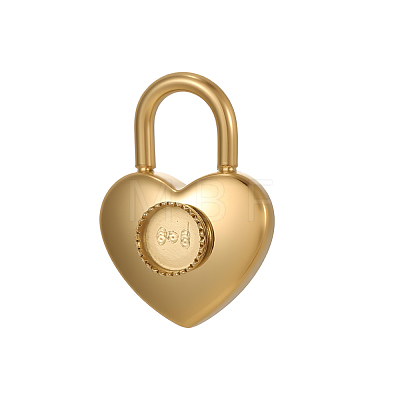 Heart Lock 304 Stainless Steel Pendants Cabochon Settings STAS-OY007-08G-1