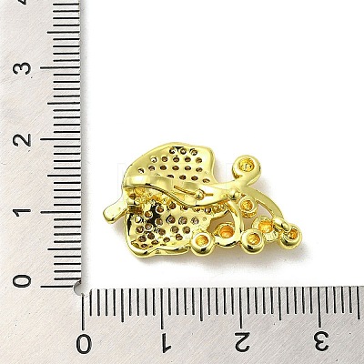 Rack Plating Brass Micro Pave Clear Cubic Zirconia Twister Clasps KK-F863-03G-1
