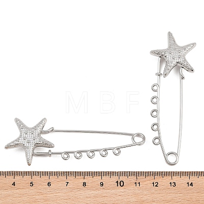 Starfish 304 Stainless Steel Safety Pins Brooch Findings SA-CBA098D-16B-P05-1