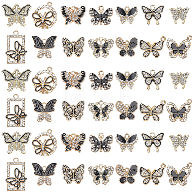 42Pcs 14 Styles Alloy Black Enamel Pendants FIND-SC0024-27-1