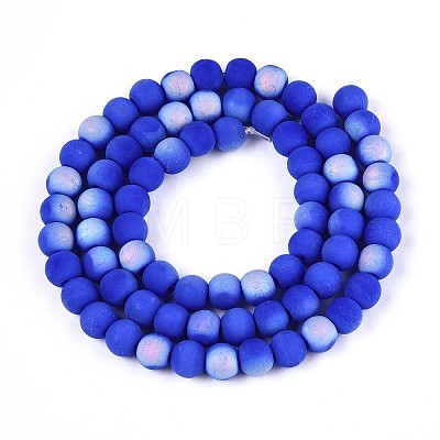 Frosted Opaque Glass Beads Strands GLAA-T032-P6mm-MBB11-1