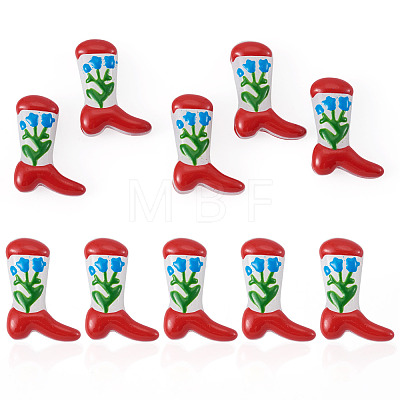 5Pcs Boot Baking Paint Glass Enamel  Beads LAMP-TADJ0001-08G-1