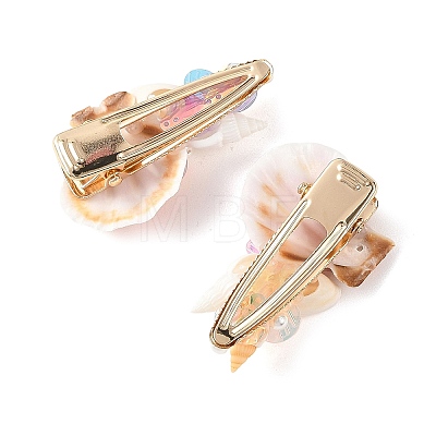 Natural Shell & Shell Pearl & PVC & Iron Alligator Hair Clips PHAR-TA000005-1