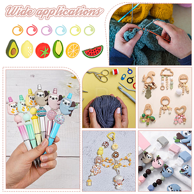  Fruits & Vegetables Silicone Knitting Needle Point Protectors DIY-NB0009-48-1