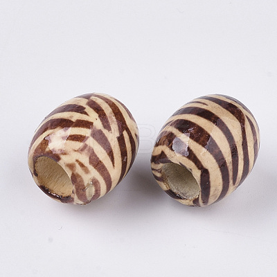 Printed Natural Wood Large Hole Beads WOOD-R251-01C-LF-1