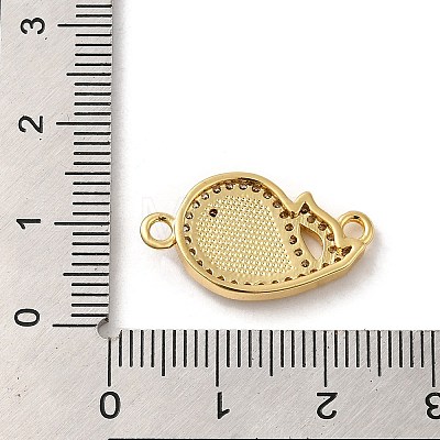 Rack Plating Brass Micro Pave Clear Cubic Zirconia Connector Charms KK-D088-43G-1