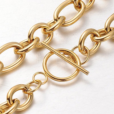 304 Stainless Steel Rolo Chain Necklace BJEW-L399-03G-1
