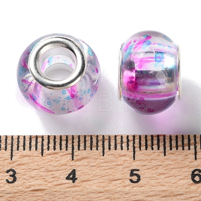 Transparent Two-Color Brass Cores Acrylic European Beads OACR-M024-05S-01-1