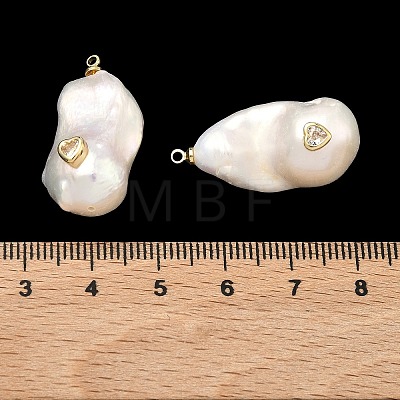 Brass & Pearl Micro Pave Cubic Zirconia Pendants KK-H259-13C-G01-1