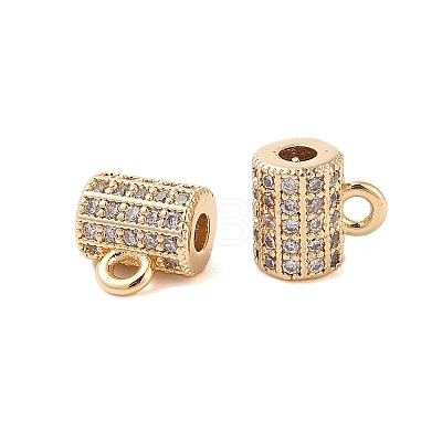 Brass Micro Pave Clear Cubic Zirconia Tube Bails KK-B100-015G-1