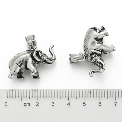 Retro 316 Surgical Stainless Steel Elephant Pendants STAS-E096-15AS-1