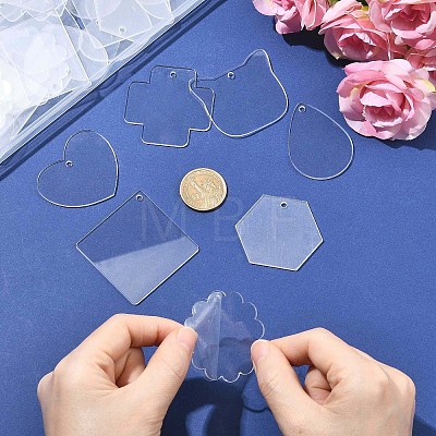 40Pcs Transparent Acrylic Disc Big Pendants ZXFQ-FS0001-01-1