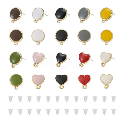 20Pcs 10 Style Alloy Enamel Stud Earring Findings FIND-EL0001-03-1