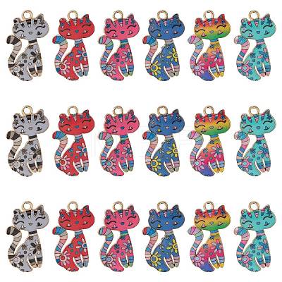 30Pcs 6 Styles Printed Alloy Pendants PALLOY-CJ0002-51-1