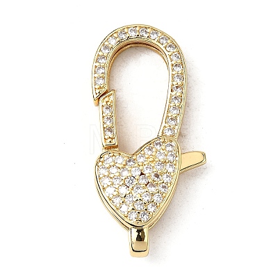 Brass Clear Cubic Zirconia Lobster Claw Clasps KK-Z078-46B-G-1