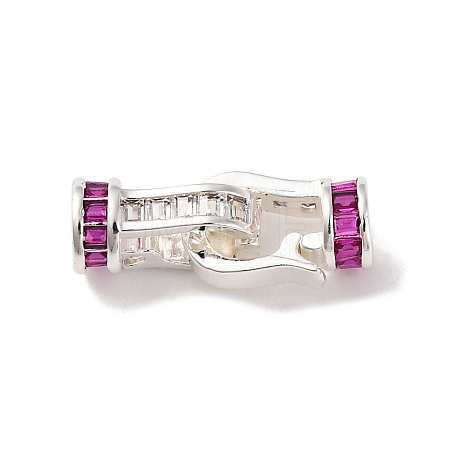 Brass Micro Pave Cubic Zirconia Fold Over Clasps KK-C076-06S-1