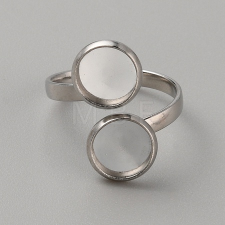 304 Stainless Steel Open Cuff Ring Components STAS-WH0027-57P-1