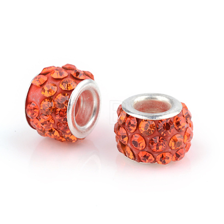 Polymer Clay Rhinestone European Beads CPDL-T001-12-1