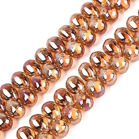 Electroplate Baking Paint Transparent Glass Beads Strands GL-N005-02A-C11-1