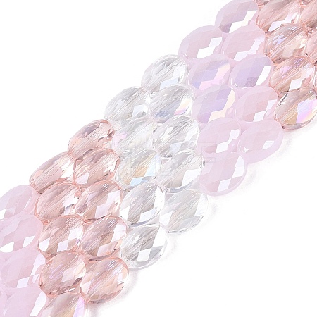 Electroplate Imitation Jade & Opaque & Transparent Glass Beads Strands EGLA-Q135-8x11MM-01B-1