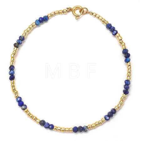 Natural Lapis Lazuli & Glass Seed Bead Beaded Bracelets for Women GO0506-1-1