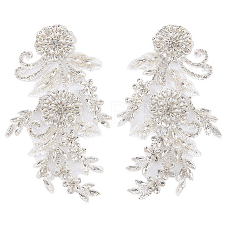 1Pair Flower Beading Cloth Embroidery Ornaments Accessories DIY-FG0010-47A-1