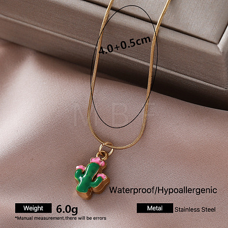 Vintage Cinco de Mayo 304 Stainless Steel Enamel Pendant Round Snake Chain Necklaces for Women QH4448-2-1