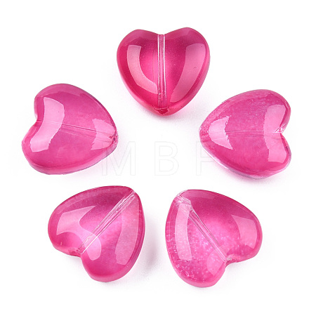 Transparent Spray Painted Glass Beads GLAA-N035-030-C08-1