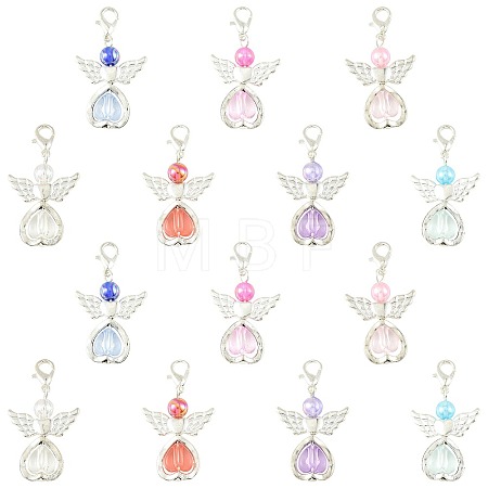 14Pcs 7 Style Acrylic & Alloy Pendant Decorations HJEW-FS00075-1