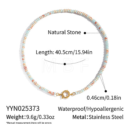 Autumn Winter Natural Shoushan Stone Rondelle Beaded Necklaces TB0326-7-1
