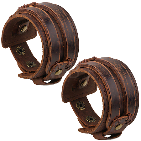2Pcs Cowhide Cord Wide Cord Bracelets BJEW-CL0001-63A-1