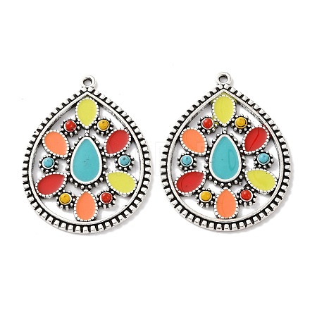 Bohemia Tibetan Style Alloy & Enamel & Acrylic Pendants FIND-T074-02AS-1