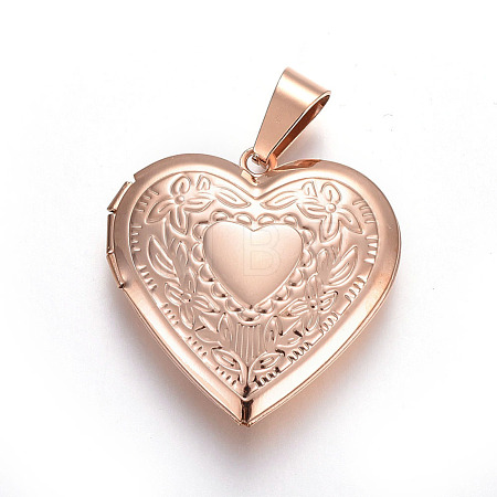 304 Stainless Steel Locket Pendants STAS-O116-04G-RG-1