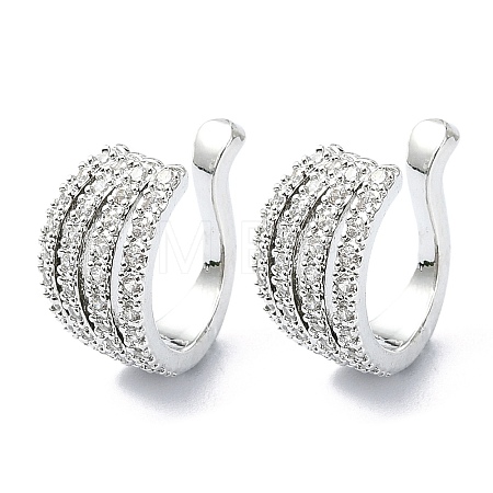 Rack Plating Brass Micro Pave Cubic Zirconia Cuff Earring EJEW-C086-06P-1