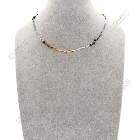 Vintage Round Glass Seed Beaded Necklaces for Women KY5585-1-1