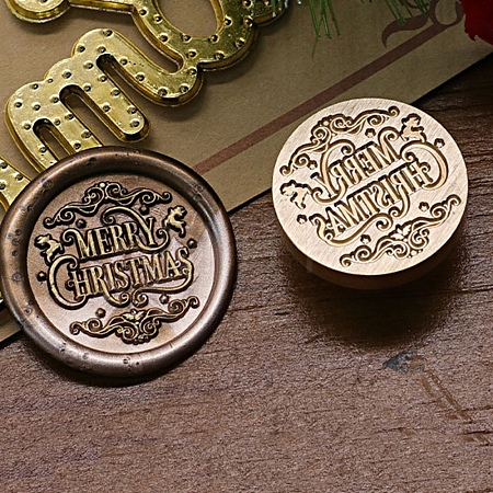 Merry Christmas Series Wax Seal Brass Stamp Head AJEW-M037-01G-14-1