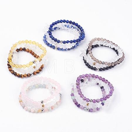 Natural Mixed Gemstone Stretch Bracelets BJEW-JB03365-1