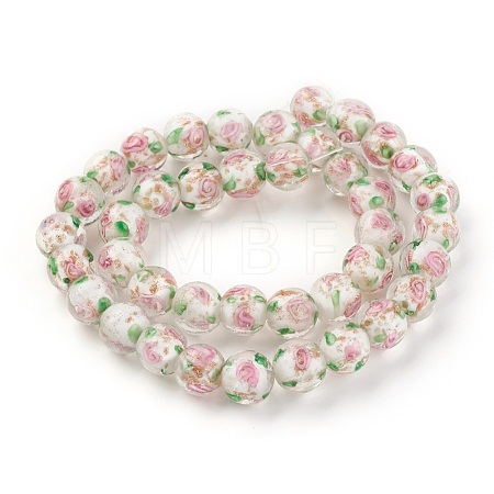 Handmade Gold Sand Lampwork Beads Strands LAMP-P051-D06-1