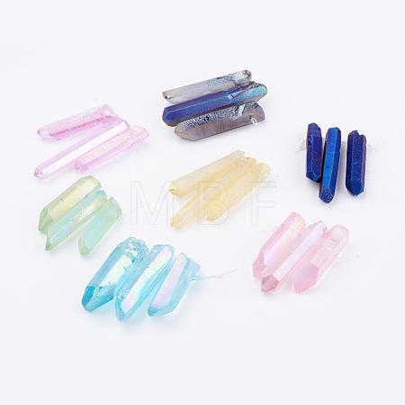 Electroplated Natural Quartz Crystal Graduated Beads Strands G-P315-A-1