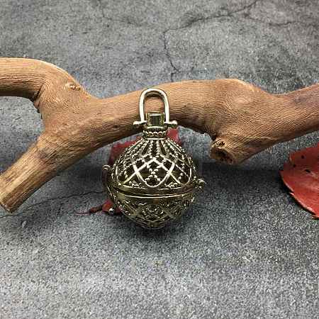 Tibetan Style Brass Hollow Bead Cage Pendants PW-WG46692-02-1