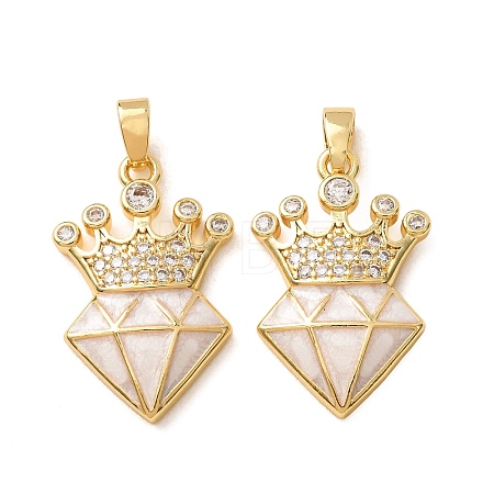 Brass Micro Pave Clear Cubic Zirconia Pendants CU-CBAF77A-01G-1