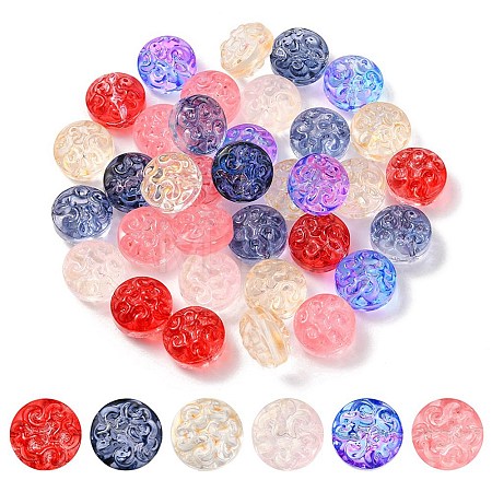 35Pcs Transparent Spray Painted Glass Beads GLAA-YW0001-61-1
