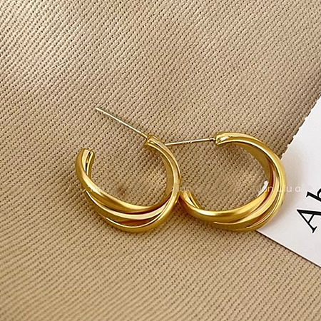304 Stainless Steel Twists Half Hoop Earrings KE6897-1-1