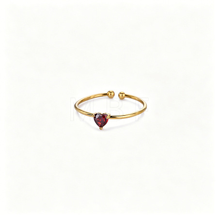 Adjustable Birthstone 304 Stainless Steel Micro Pave Cubic Zirconia Cuff Open Rings WGB2F1D-01-1