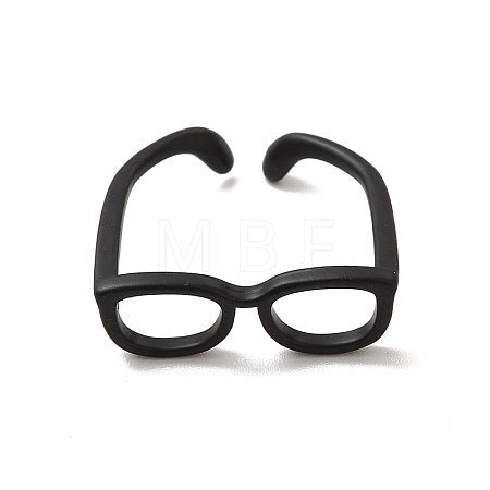 Brass Glasses Frame Open Cuff Ring for Women X-RJEW-F140-140EB-1